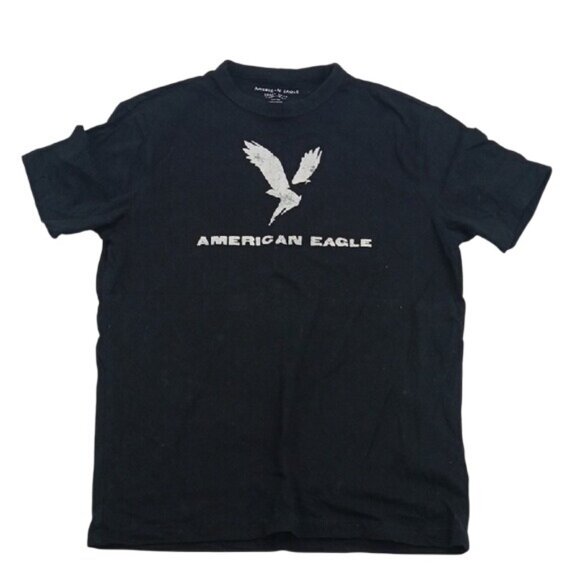 American Eagle T Shirt Mens Size Small Black Short Sleeve Crew Neck Logo Tee - Picture 1 of 5